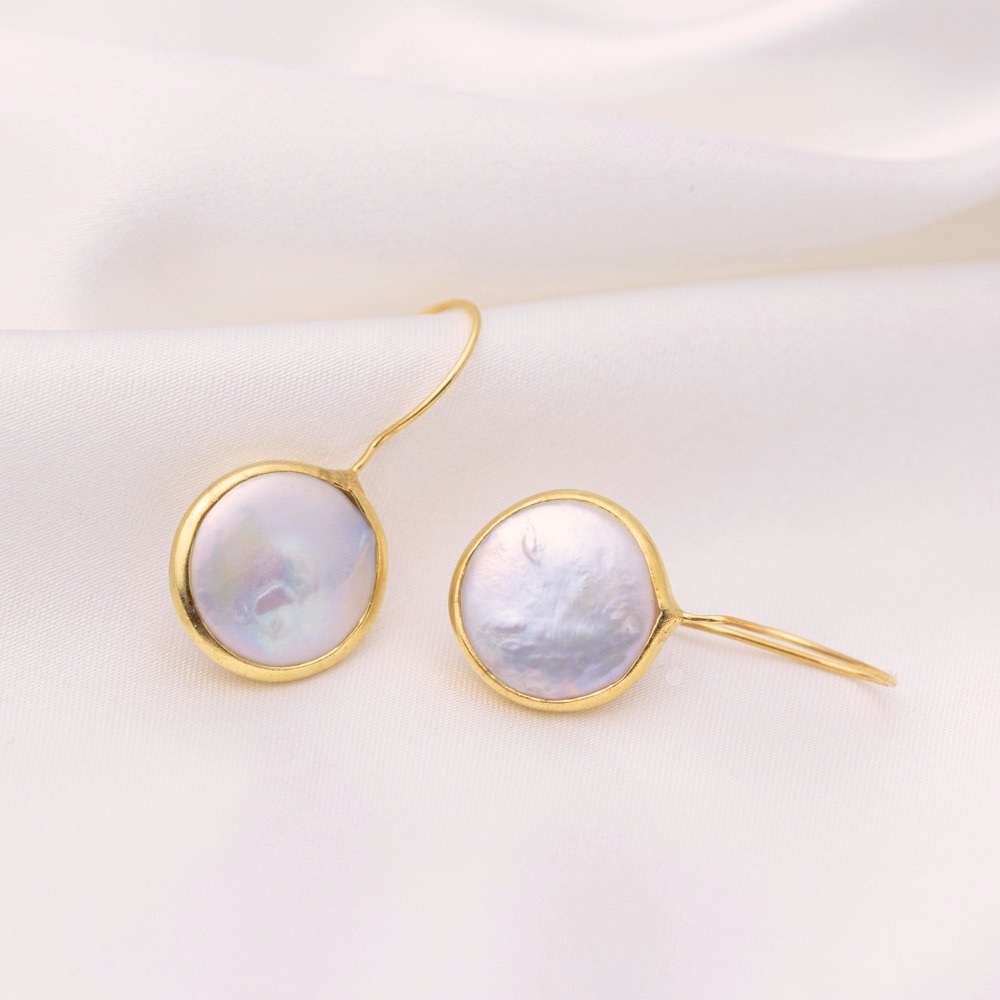 🔥 Price Dropped! 🤍 Handmade 22K Gold-Plated Sterling Silver Pearl Earrings